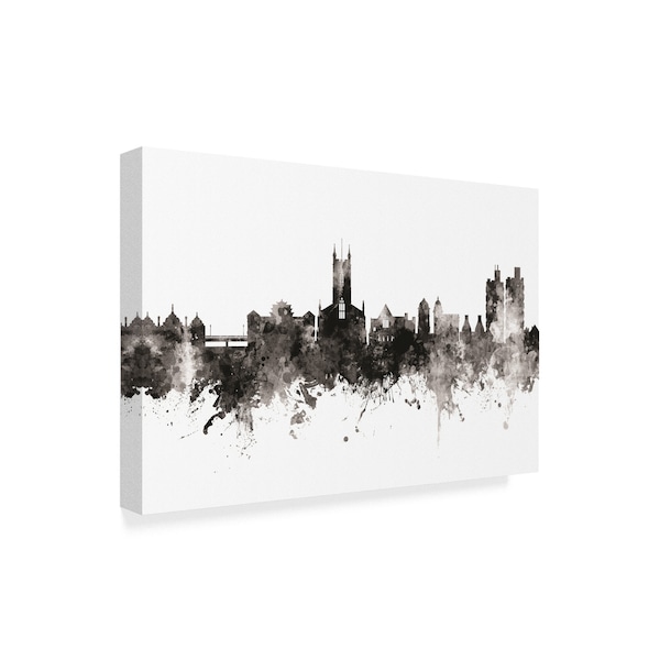 Michael Tompsett 'Stoke-On-Trent England Skyline Black White' Canvas Art,12x19